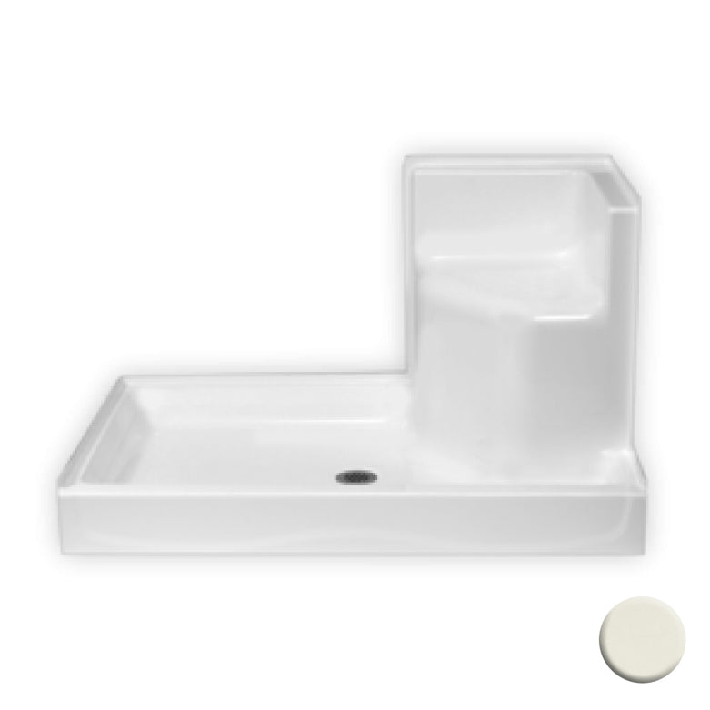 AcrylX 54x35x31" Shower Base w/LH Molded Seat in Biscuit