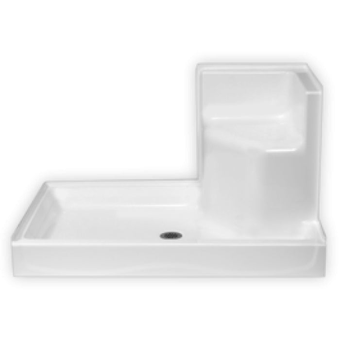 AcrylX 54x35x31" Shower Base w/RH Molded Seat in White