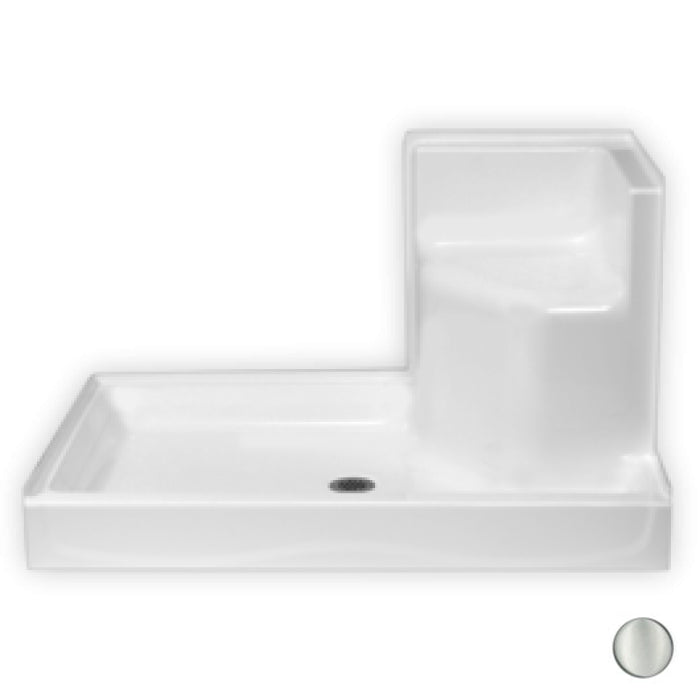 AcrylX 54x35x31" Shower Base w/RH Molded Seat in Silver