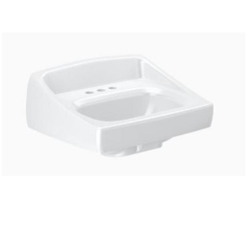 Wall Lav Sink 4" Centerset with 4" Backsplash in White