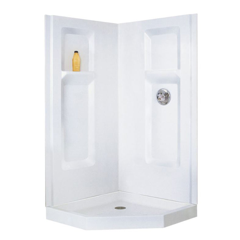 36" 3 pc Durawall Corner Shower Wall in White