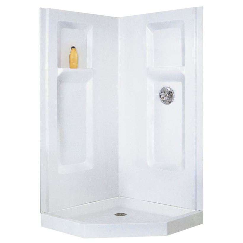 38" 3 pc Durawall Corner Shower Wall in White