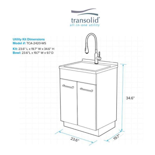 Laundry Sink/Cabinet Kit 24" w/Apron Sink & Faucet