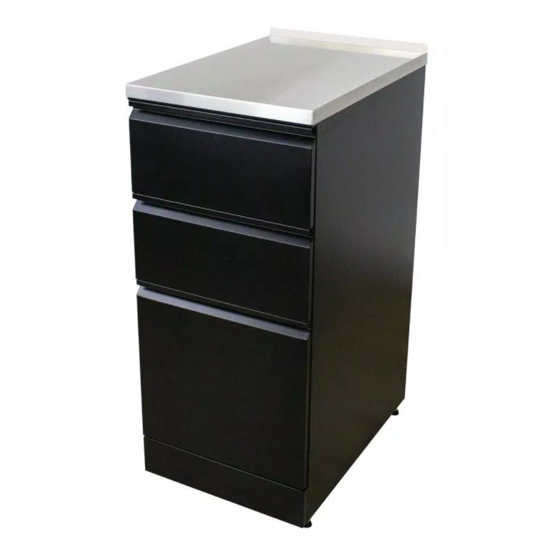 Laundry Side Cabinet 15-13/16" in Black w/SS Worktop