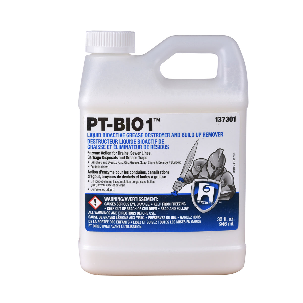 DRAIN CLEANER 1 QT HERCULES PT-BIO1 137301 F/DRAIN & WASTE SYSTEMS