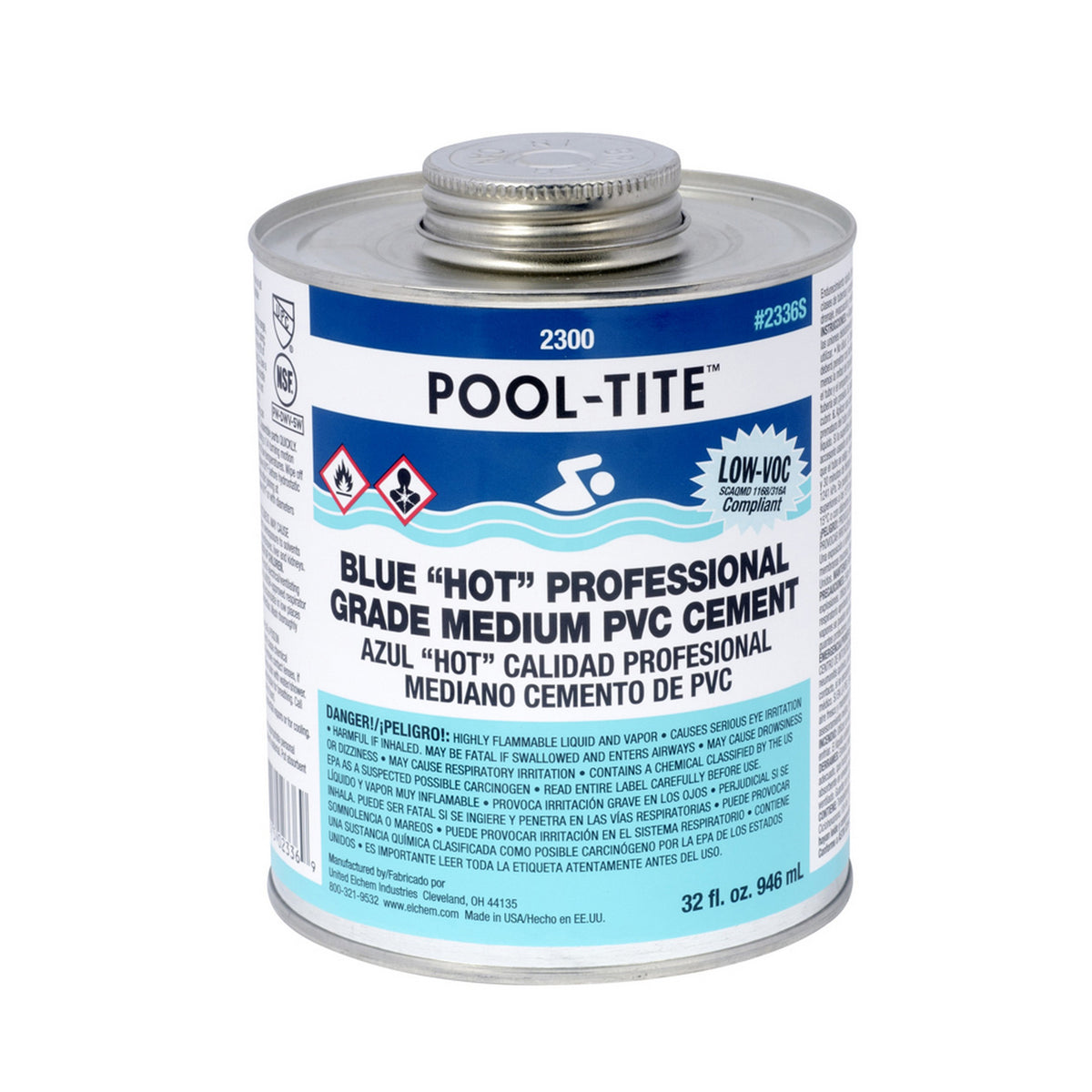 CEMENT 32 OZ BLUE PVC MEDIUM BODY 2336S - POOL-TITE FAST SETTNG