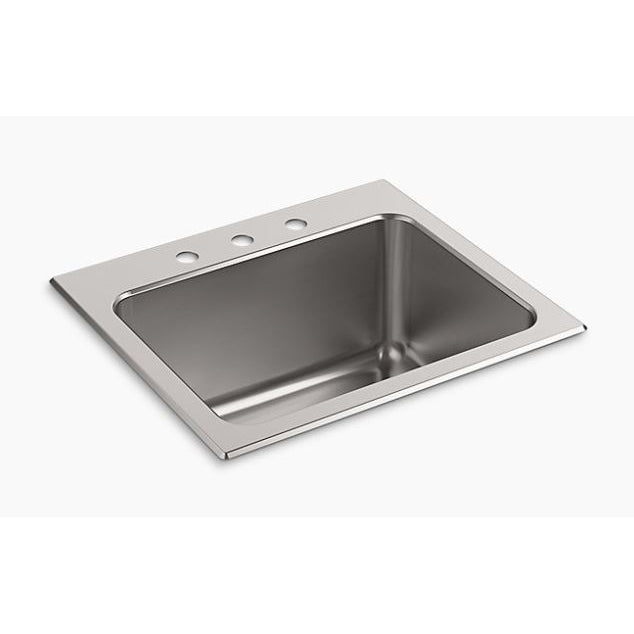 Ballad 25x22x11-9/16" SS 1-Bowl 3-Hole Drop-In Utility Sink