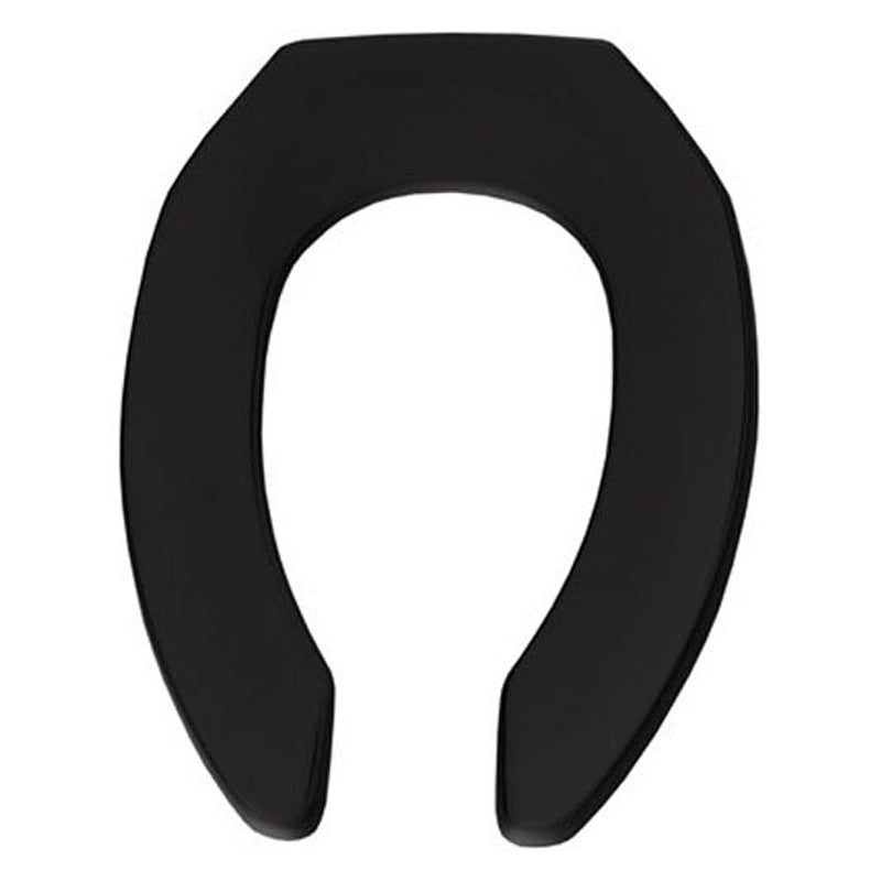 Elongated Heavy Duty Open Front Toilet Seat w/No Cover/Black