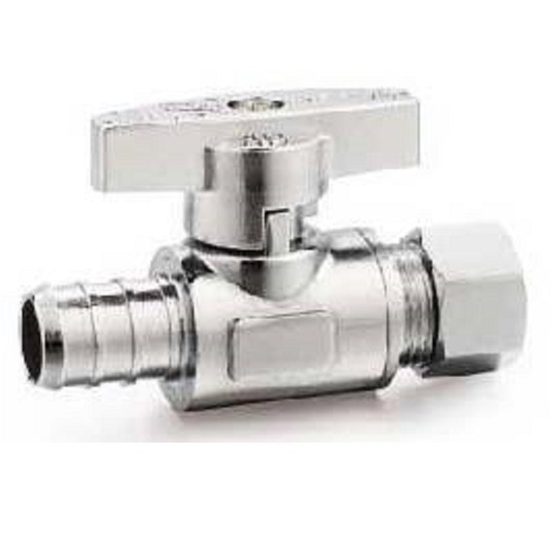 Stop Valve 1/2"X3/8" Straight Brass InsertXComp Lead Free