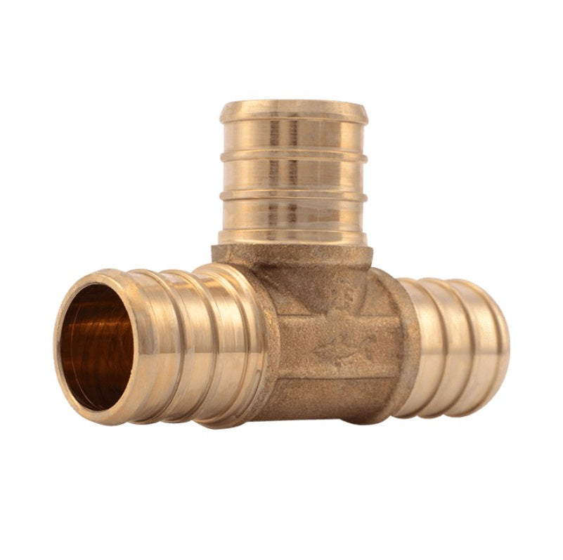 TEE 3/4 BRASS UC370LFA PEX BARBXBARBXBARB LEAD FREE
