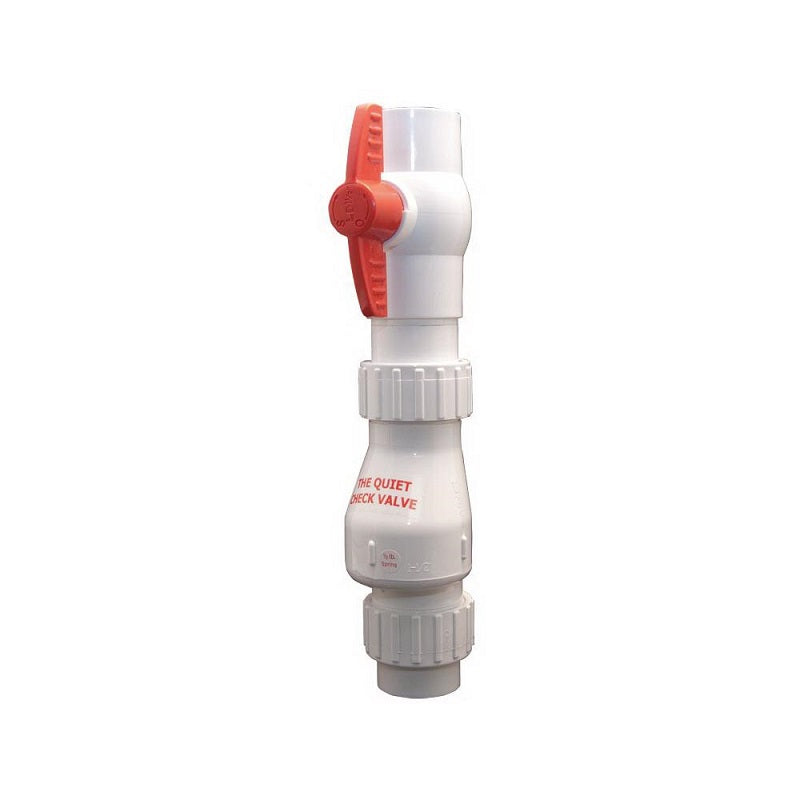 Check Valve 1-1/2" PVC Quiet Check Solvent Weld w/Quarter Turn Ball Valve