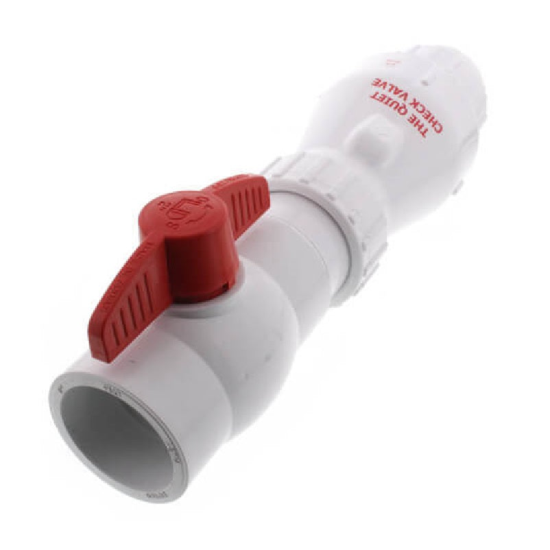 Check Valve 2" PVC Quiet Check Solvent Weld w/Quarter Turn Ball Valve