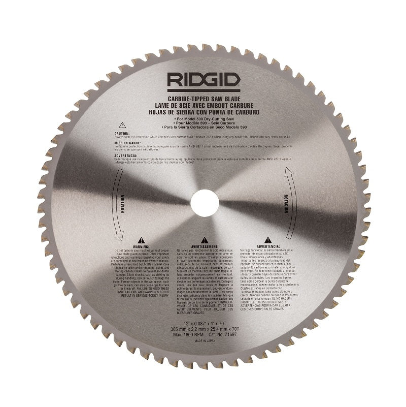 Saw Blade 12" 60 Tooth Carbide-Tipped for Dry Cut Saws