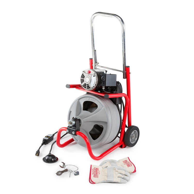 Drain Cleaning Machine with Integral Wound Cable & Tools Model K-400