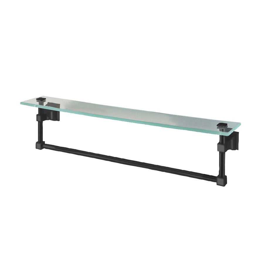Town Square 24" Glass Shelf with Towel Bar in Blackened Bronze