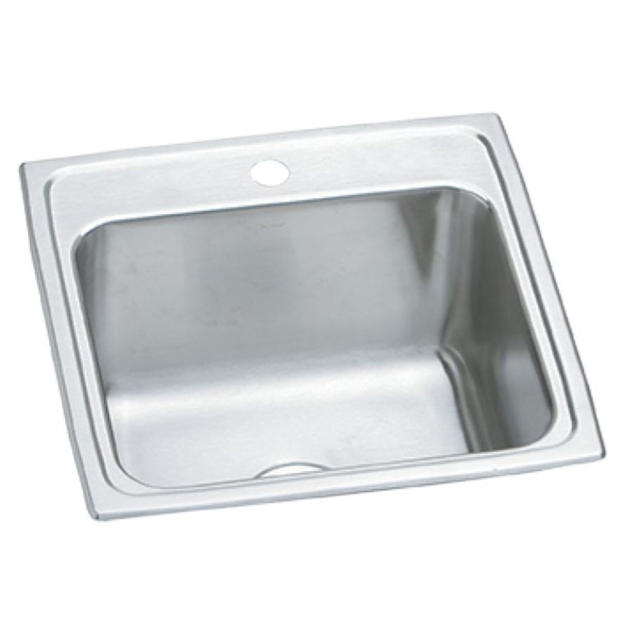 Pursuit 19-1/2x19x10-3/16 SS Single Bowl 1-Hole Laundry Sink