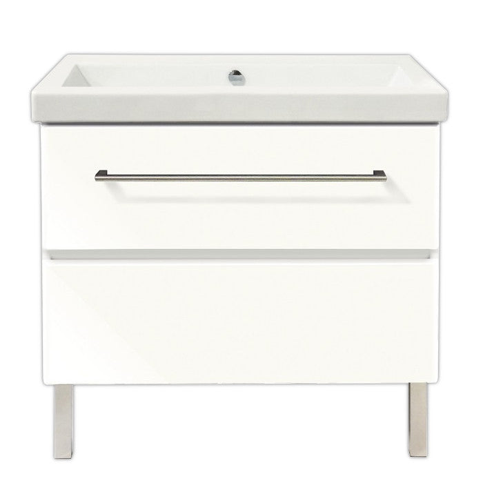 VANITY SET LUX402DR-8-02 GLSS WHT 40in CAB W/SGL 8CC SINK TOP