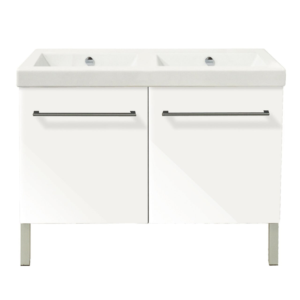 VANITY SET LUX502DO-0-02 GLSS WHT 50in CAB W/DBL NHL SINK TOP