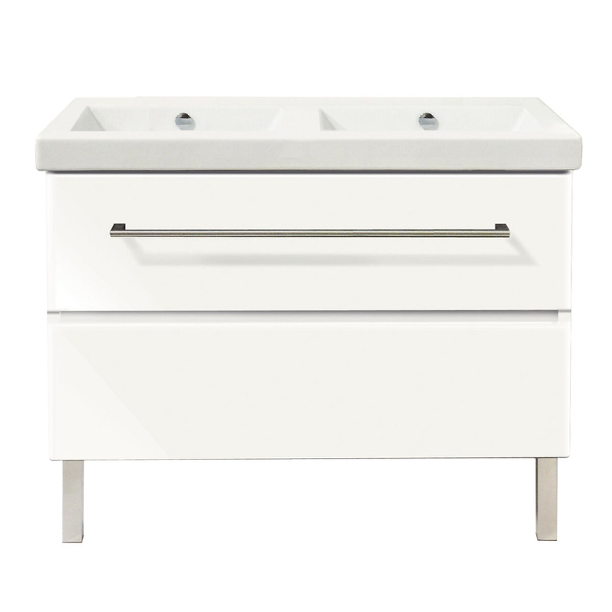 VANITY SET LUX502DR-1-02 GLSS WHT 50in CAB W/DBL 1HL SINK TOP