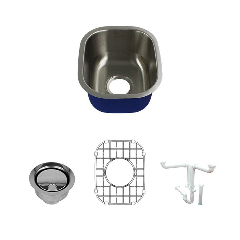 Meridian 15x12-41/64x7 Stainless Steel One Bowl Bar Sink Kit
