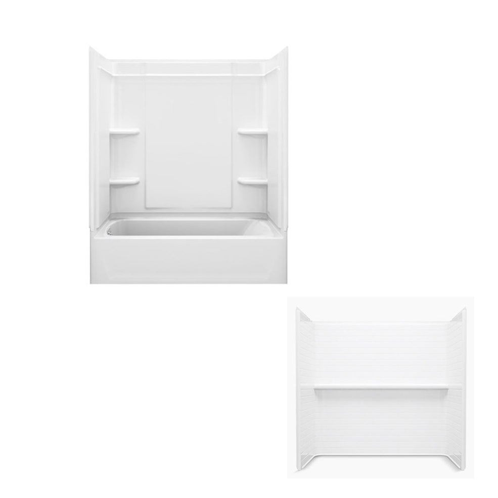 Traverse 60x30x76-1/4" Tub/Shower Kit in White RH Drn