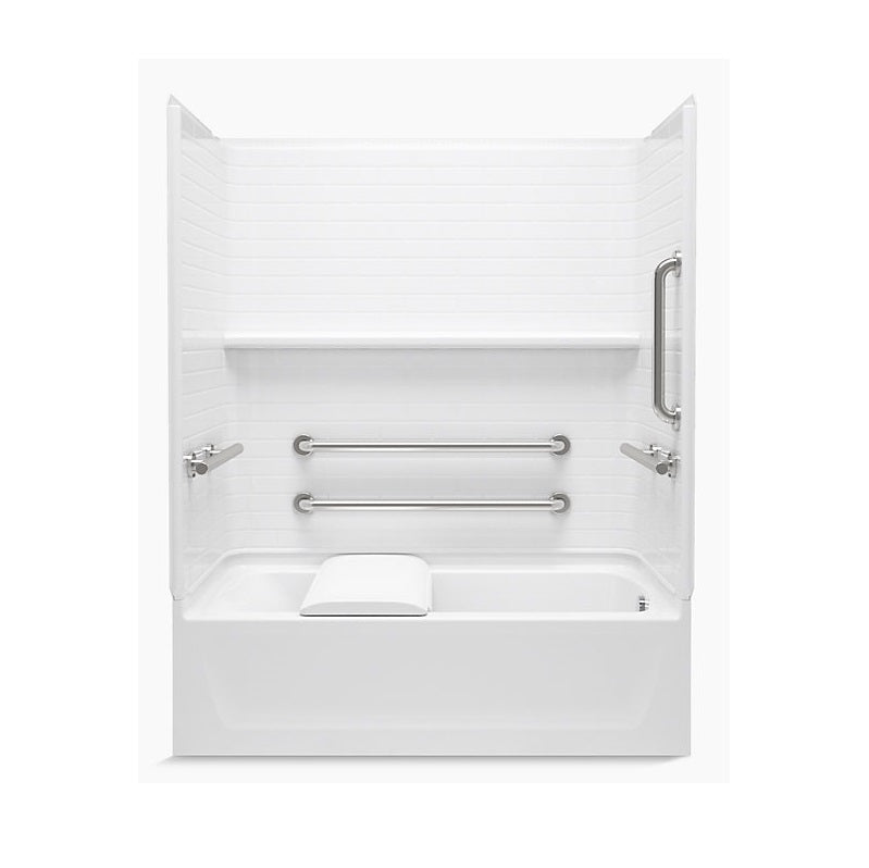 Traverse 60x30x76-1/4" Tub/Shower Kit in White RH Drn w/Seat
