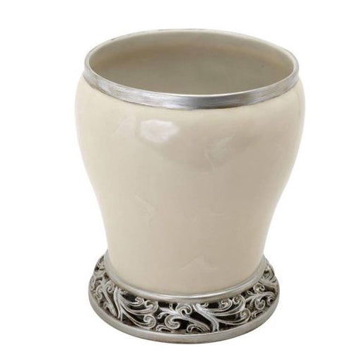 Encino Waste Basket in Warm Marble & Brushed Nickel