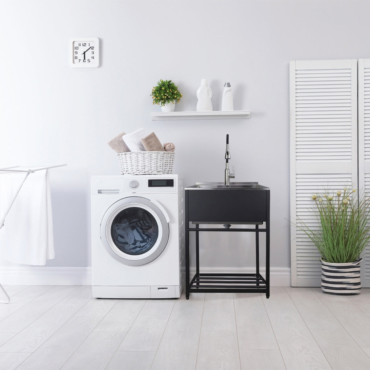 Farmhouse Laundry Sink Kit 24-13/16x22x35-13/64" in Black