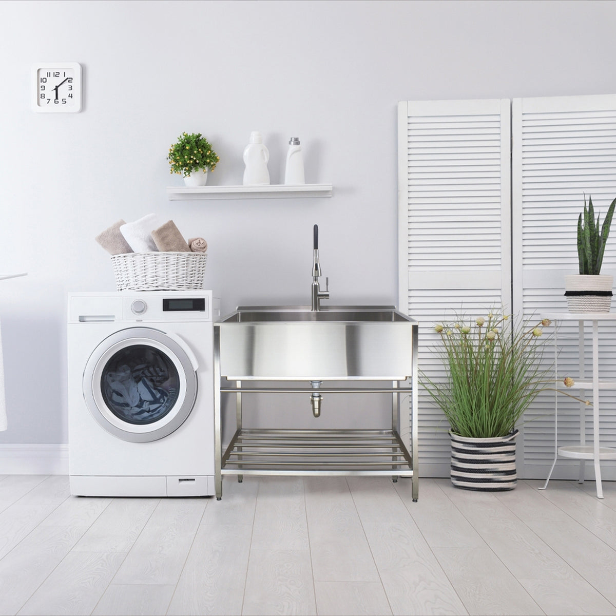 Farmhouse Laundry Sink Kit 35-13/16x22x35-13/64" in Satin
