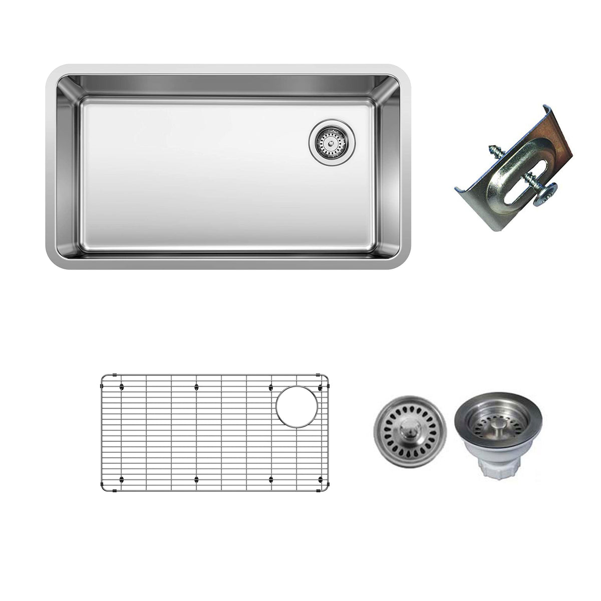 Formera 33x18x9 Stainless XL Super Single Kitchen Sink Kit