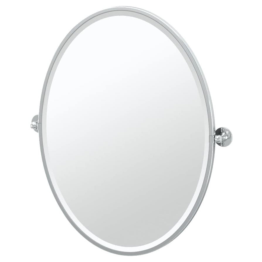 Cafe 25x33" Pivoting Framed Large Oval Mirror in Chrome