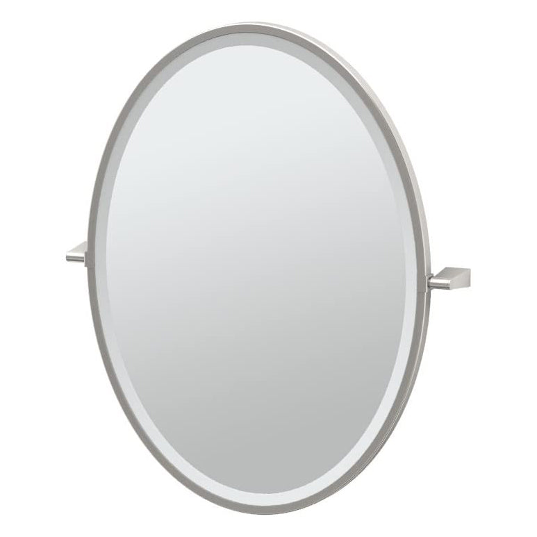 Bleu 20-1/2x27-1/2" Pivot Framed Oval Mirror in Satin Nickel