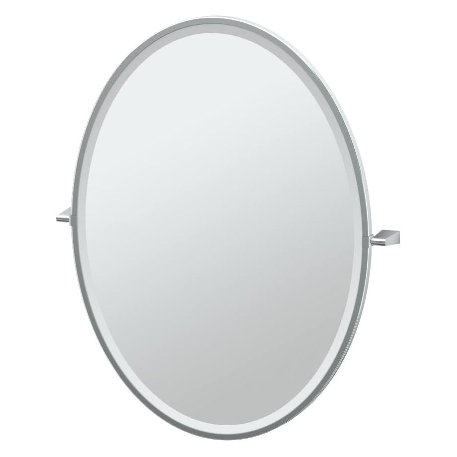 Bleu 25x33" Pivot Framed Large Oval Mirror in Chrome
