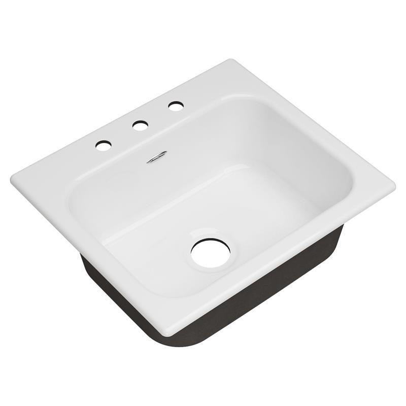 Quince 25x22" Cast Iron 3-Hole Drop-In Kitchen Sink in Brilliant White