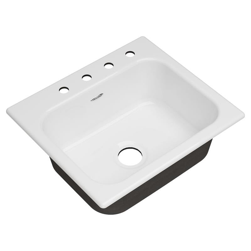 Quince 25x22" Cast Iron 4-Hole Drop-In Kitchen Sink in Brilliant White
