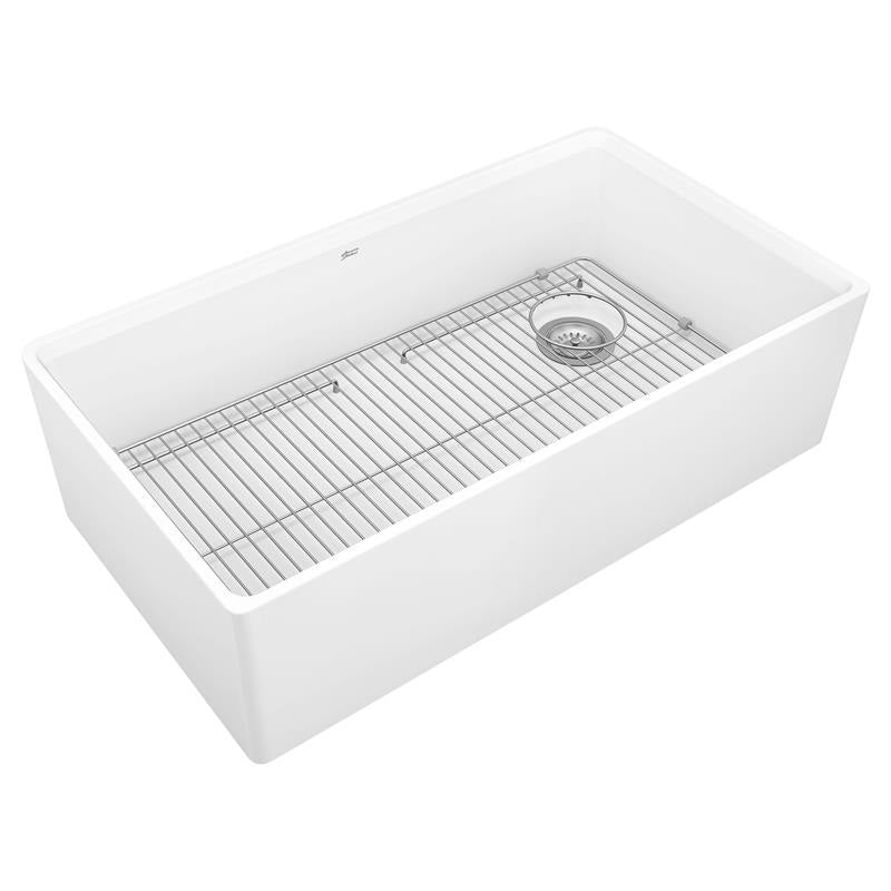 Avery 36x20" Fireclay Single Bowl Apron Kitchen Sink in Alabaster White