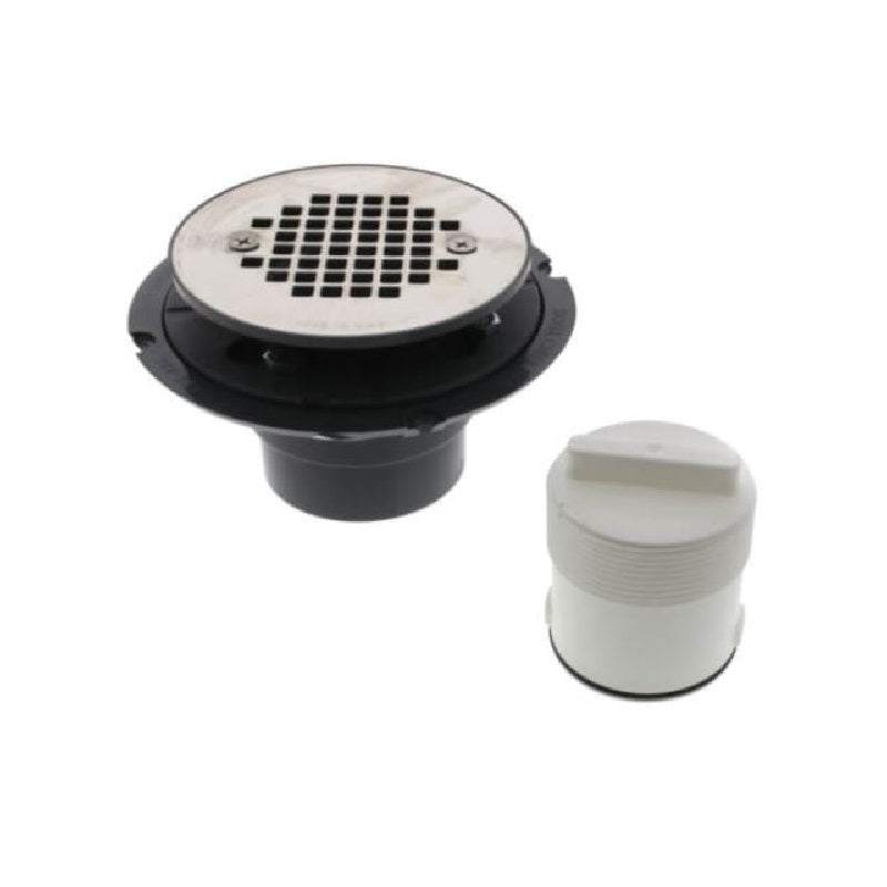 SHOWER PAN DRAIN 821-T200P DRAIN & PLUG PVC SS STRAINER