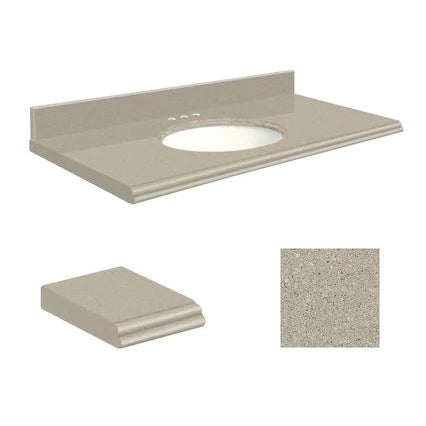 VANITY TOP 49X19 8CC QUARTZ Q4919-3E-U-W-8 OLYMPIA GRAY