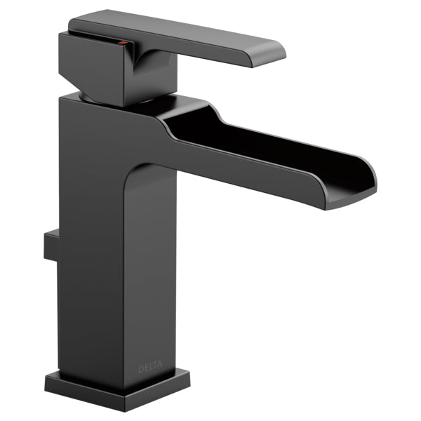 Ara Single Hole Channel Spout Lav Faucet in Black w/Drain