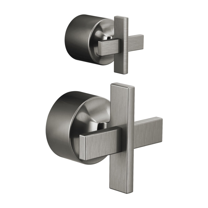 Levoir Pressure Valve w/Diverter Cross Handle in Luxe Steel