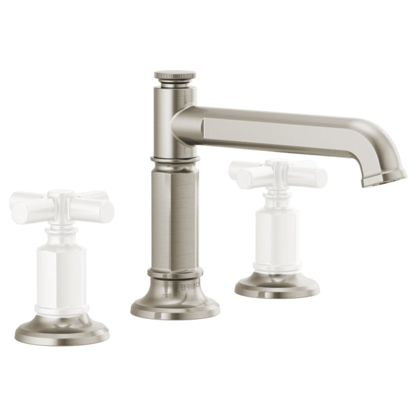 Invari Widespread Lav Faucet w/Column Spout in Nickel, No Handles