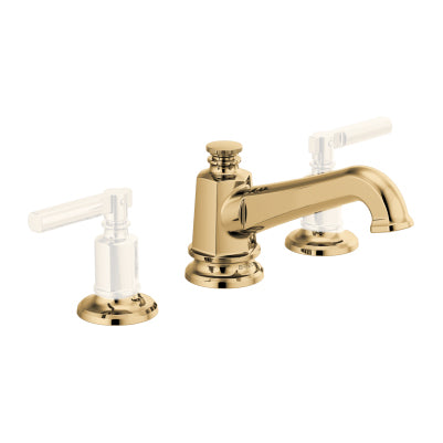 Invari Widespread Lav Faucet w/Angled Spout in Pol Gold, No Handles