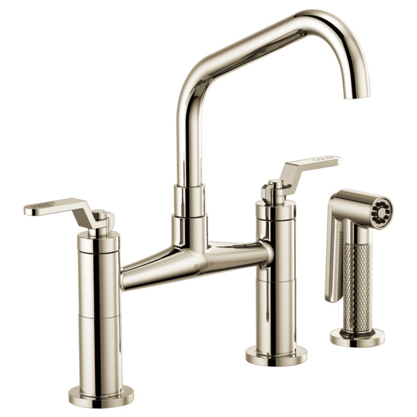 Litze Kitchen Bridge Faucet in Polished Nickel