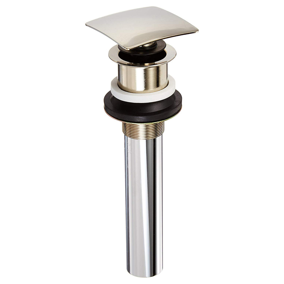 Square Push Pop-Up Drain Assembly, No Overflow, Matte Black