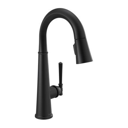 Emmeline 1-Hole Pull-Down Bar/Prep Faucet in Matte Black
