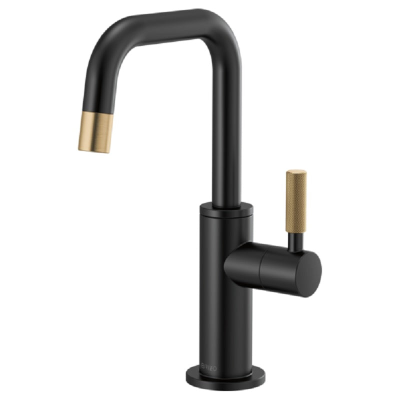 Litze Beverage Faucet w/Sq Spout & Knurl Hndl in Black/Gold