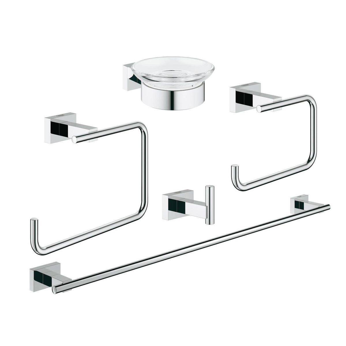 Essentials Cube 5-in-1 Bathroom Accessory Set in Chrome