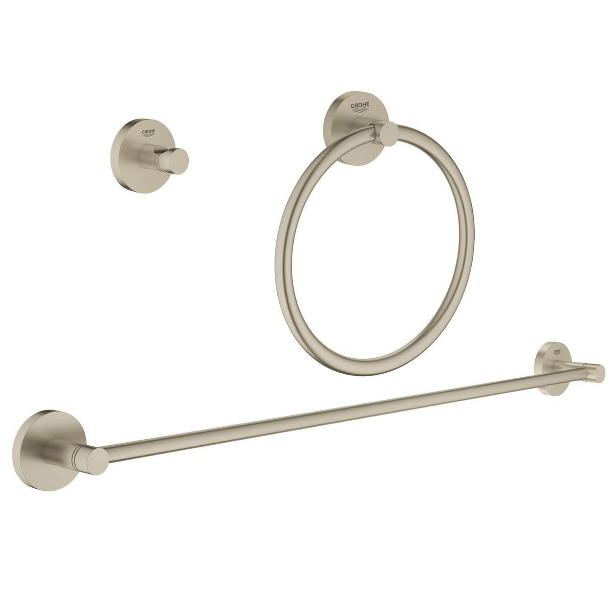 Essentials 3-in-1 Bathroom Accessory Set in Brushed Nickel