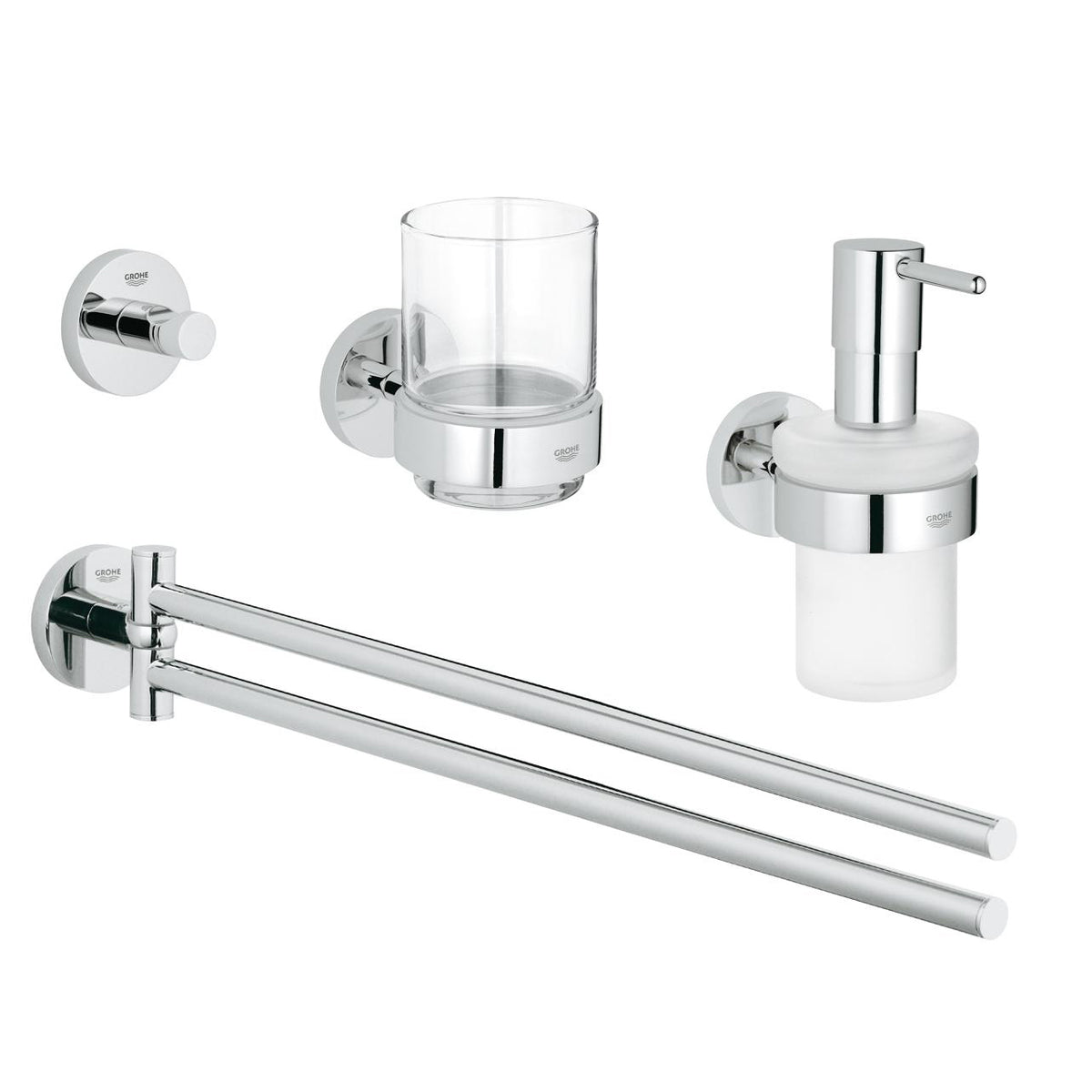 Essentials 4-in-1 Bathroom Accessory Set in StarLight Chrome