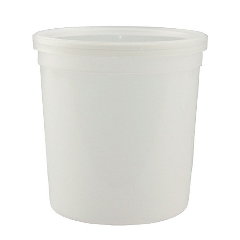 Container (Empty) 16 oz HDPE Plastic Natural Round with Lid